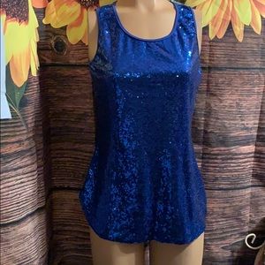 NWT Royal blue tank top sequined size med